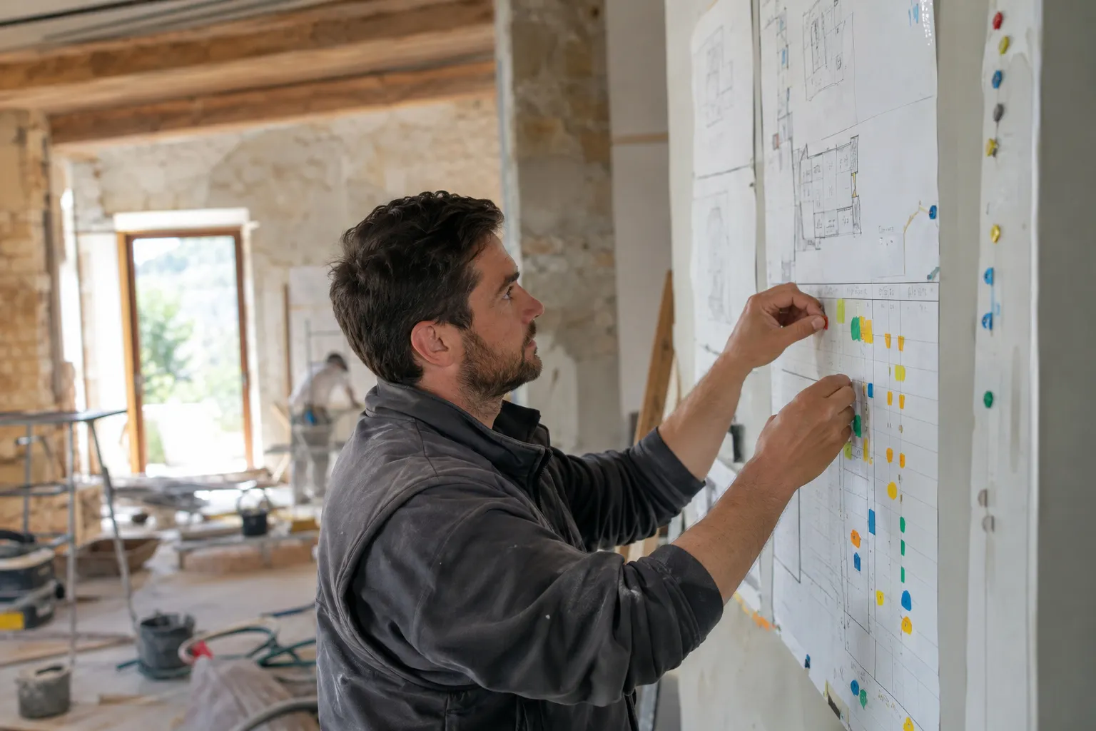 Le planning des différents corps de métier sur un chantier de rénovation